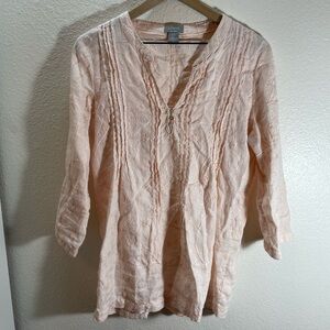 Kenar 100% Linen Embroidered Tunic Size M